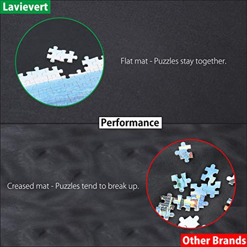 Lavievert Jigsaw Puzzle Roll Mat Puzzle Storage Saver Black Felt Mat, Long Box Package, No Folded Creases, Jigroll Up to 1,500 Pieces - Comes with A Drawstring Opening Design Bag - color: Black With a Storage Bag