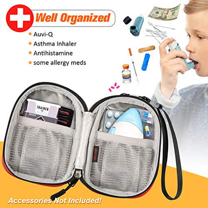 SITHON Insulated Medicine Carrying Case Bag - Small Travel Medication Organizer Emergency Medical Pouch Holds Auvi Q, Nasal Spray, Allergy Meds, Asthma Inhaler Case, Red - color: Red