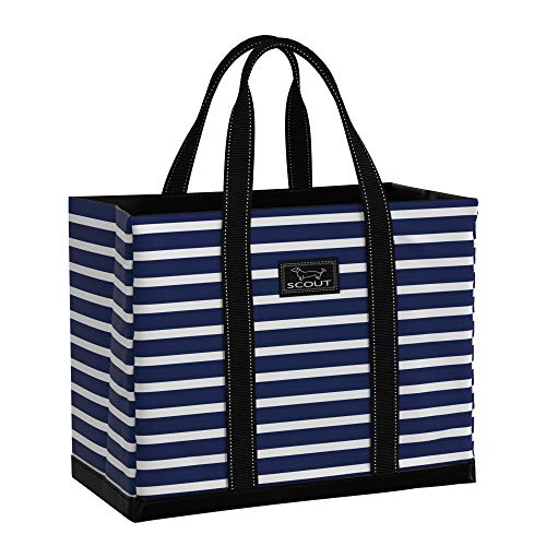 SCOUT Original Deano Tote - Durable Lightweight Open Top Beach, Pool & Lake Bag, Inside Zip Pocket, Folds Flat - color: Nantucket Navy