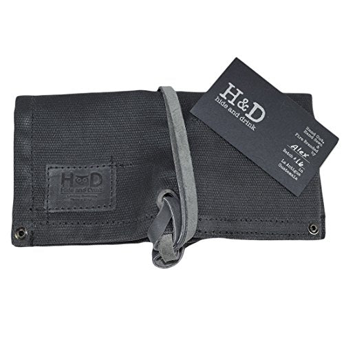 Hide & Drink, Waterproof Waxed Canvas Travel Watch Roll Organizer with 4 Slots, Easy Carry On Watchlover Storage, Handmade Travel Case, Charcoal Black - color: Charcoal Black
