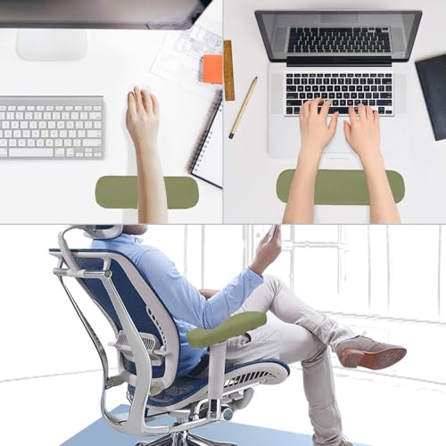 MOSISO Chair Armrest Pads (2 Pack), Memory Foam Home/Office Chair Arm Rest Covers Comfy Computer Gaming Elbow Cushion Removable Washable Elbow Support Forearm Pressure Relief, Olive Green - color: Olive Green