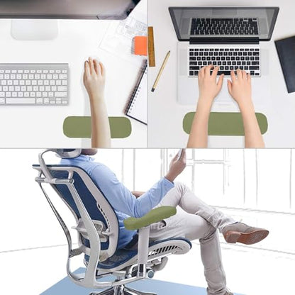 MOSISO Chair Armrest Pads (2 Pack), Memory Foam Home/Office Chair Arm Rest Covers Comfy Computer Gaming Elbow Cushion Removable Washable Elbow Support Forearm Pressure Relief, Olive Green - color: Olive Green