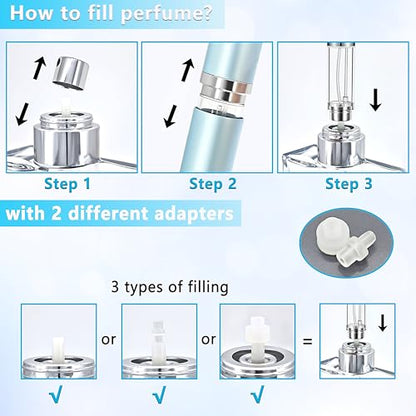 Refillable Perfume Atomizer Travel Bottle 5ml Leakproof Luxury Travel Perfume Refillable Bottle, Portable Fragrance Atomiser (Light Blue) - color: Light Blue