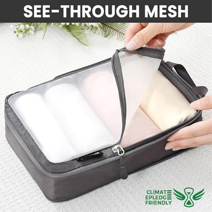 BAGAIL 6 Set Ultralight Compression Packing Cubes Packing Organizer for Travel Accessories Luggage Suitcase Backpack - color: DarkGrey70D, style: Mesh Pattern