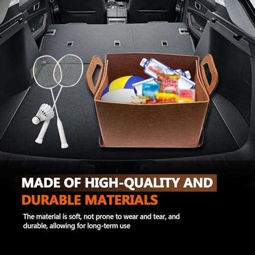 Felt Car Trunk Organizer, Foldable Vehicle Storage Box, Large Capacity Multi-Purpose Automotive Interior Accessories for Cars, SUV, Sedan, Truck (Brown) - color: brown