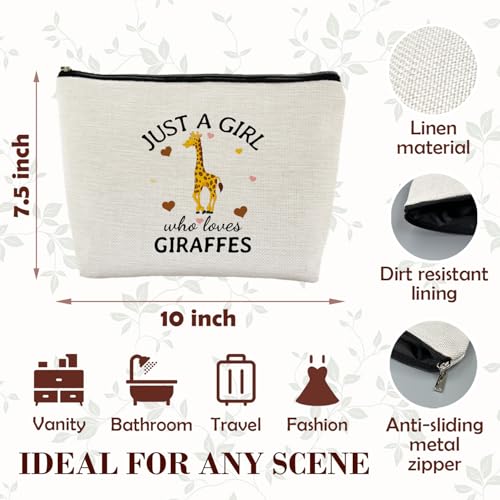 Giraffe Gifts for Women, Just A Girl Who Loves Giraffes Makeup Bag, Cute Cosmetic Bag Travel Toiletry Bag for Women, Beach Lover Gifts, Nautical Ocean Sea Animal Zipper Makeup Pouch - color: Giraffe