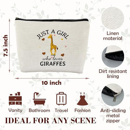 Giraffe Gifts for Women, Just A Girl Who Loves Giraffes Makeup Bag, Cute Cosmetic Bag Travel Toiletry Bag for Women, Beach Lover Gifts, Nautical Ocean Sea Animal Zipper Makeup Pouch - color: Giraffe