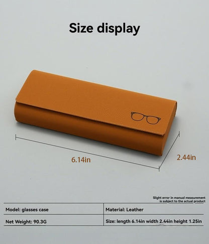 Portable Leather Glasses Case Anti-pressure Glasses Bag Coin Purse Storage Bag Suitable for Men and Women - color: Square Box Brown