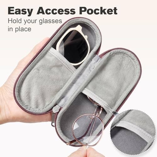 Double Eyeglasses Case, Dual Glasses Sunglasses Organizer with Zipper Closure, Eyewear Storage Box for Men Women Travel - color: Snow Cherry Blossom