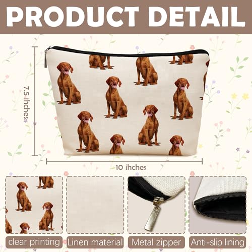 Vizsla Dog Makeup Bag, Vizsla Lovers Gifts Cosmetic Bag for Women, Dog Mom Lovers Owner Gifts for Women Christmas, Pet Lover Gift Zipper Travel Makeup Pouch for Purse - color: vizsla