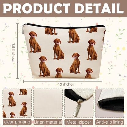 Vizsla Dog Makeup Bag, Vizsla Lovers Gifts Cosmetic Bag for Women, Dog Mom Lovers Owner Gifts for Women Christmas, Pet Lover Gift Zipper Travel Makeup Pouch for Purse - color: vizsla
