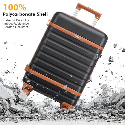 Luggage Sets 3 Piece with Spinner Wheels, Lightweight PC Hardside Suitcase with TSA Lock & YKK Zippers, 20 Inch Carry On Luggage with Travel Bag for Men and Women, Black - color: Black, size: 3 Piece Set (20inch)