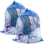 2 Pack Large Mesh Laundry Bags, 24" x 36" Heavy Duty Strong Drawstring Dirty Clothes Bags with Soft Breathable Net, Machine Washable Laundry Bag for College, Dorm, Camp, Travel and Family Use(Blue) - color: Blue
