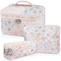 Gosect Makeup Bag Set, Quilted Makeup Bags, Large Floral Cosmetic Bag for Women, Cute Cotton Makeup Bags, Flower Travel Toiletry Organizer Bag (Folk Style) - color: MZF