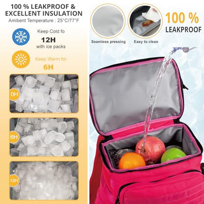 Tactical Backpack Cooler,Soft Lightweight Leakproof Cooler Backpack,Insulated Cooler Bag,Portable Soft Cooler Bag Waterproof for Beach, Travel, Camping, Picnic, Hiking - color: Hot Pink