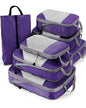 Meowoo 7 Set Compression Packing Cubes for Travel, Durable Ripstop Mesh Suitcase Organizer with Shoe Bag, Ultralight & Expandable Space Saver Travel Cubes - color: Purple