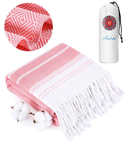 Turkish Beach Towels Vacation Essentials Quick Dry Sand Free Women Happy Birthday Gift Ideas Mom Mother Wife Sister Her Teacher Best Friend Retirement 50th 40th 30th Godmother Proposal - color: Thicker Coral, size: 72 x 36 inch
