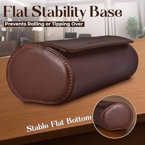 Luxury Father's Gift, Travel Watch Case 3 Slots, Bonus Pouch Included, Portable Organizer, PU Leather Watch Roll, Home Storage, Angled Easy-Removal Cushions, Scratch-Resistant Padded Velvet Lining - color: Brown/Light Brown