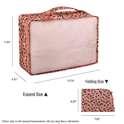 Packing Cubes Set, 2 Pcs Packing Organizers Set for Suitcases (Pink leopard) - color: Pink leopard