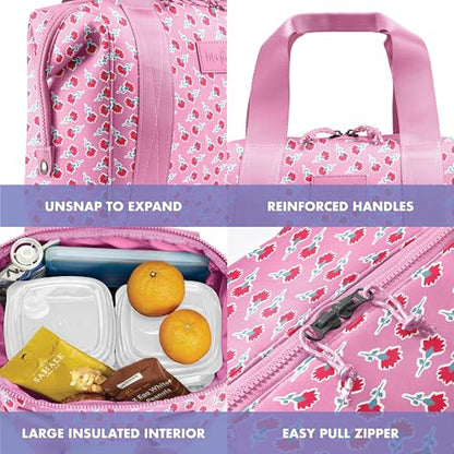 Fit & Fresh Remi Lunch Bag for Women Work – Neoprene Lunch Tote with Containers & Ice Pack, Reusable Meal Prep Lunch Box, Large Capacity, Machine Washable, Sweet Pink Block - color: Sweet Pink Block