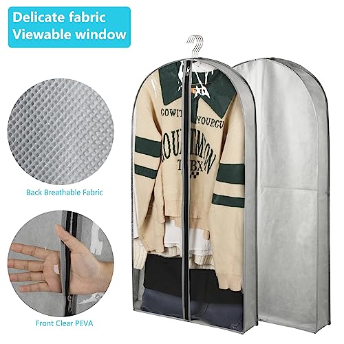 3 Pack 40" Garment Bags for Hanging Clothes Storage, Clear Suits Covers with 4" Gussets for Closet Storage Travel, Plastic Protector for Coat, Jacket, Sweater, Shirts - size: 40" 3Pack