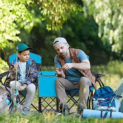 S AFSTAR Double Camping Chair w/Shade Canopy, 2-Person Folding Camp and Beach Chair with Mini Table Beverage Cup Holder Carrying Bag, Collapsible Camping Chairs for Garden Patio Pool Beach - color: Blue