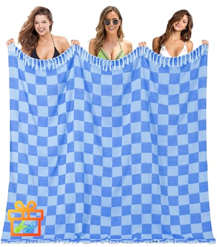 Antfuny Giant Beach Towel Blanket Autumn Outing Stuff for Women & Men Road Trip Camping Gear Ship Cruise Gear Must Haves Extra Large XXL Blue Plain Pattern Airplane Accessories Travel Gadgets - color: Xxl Blue Plain(208cm*225cm), size: XX-Large