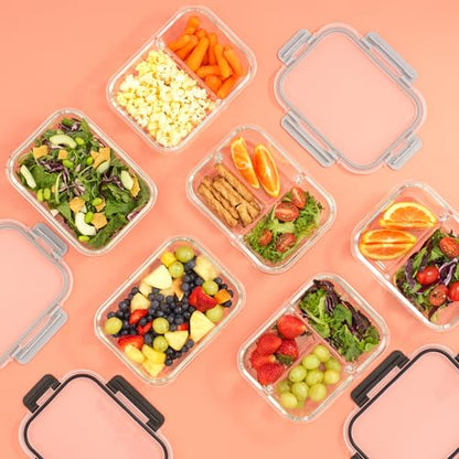JoyJolt Glass Food Storage Containers with Lids. 5 Pack Glass Meal Prep Containers Reusable 35oz Single Compartment Airtight Container Set. Lunch Containers for Adults and Kitchen Storage Containers - color: Black
