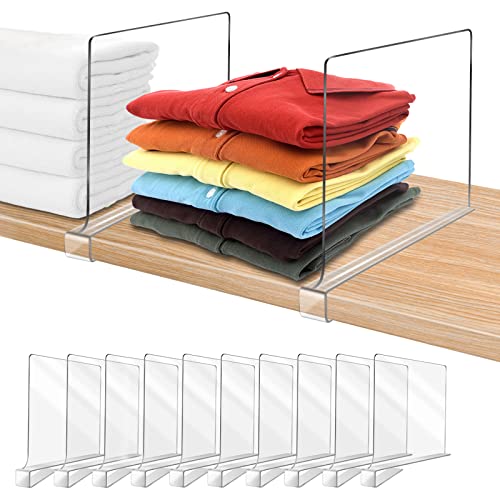 Acrylic Shelf Dividers for Closet Organization 10PCS Closet Shelf Divider Closet Dividers for Shelves Shelf Organizer for Closet Shelf Organizer for Wood Closet Separator Clear - color: Clear, size: 10Pack