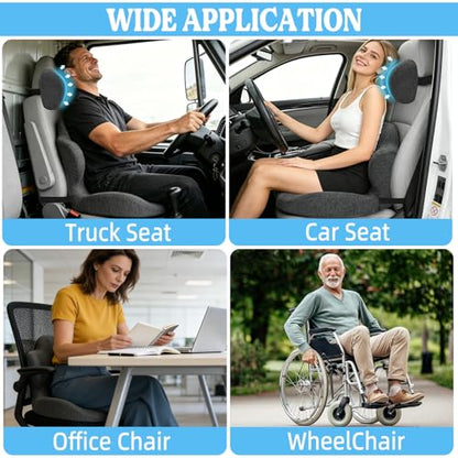 3-in-1 Memory Foam Seat Cushion & Headrest Pillow with Lumbar Support L-Shaped Ergonomic Driver Seat Cushions Design for Sciatica and Tailbone Pain Relief Comfort for Car,Truck,Chair - size: 18.3''x15.35''x12.4''
