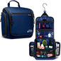 Travel Toiletry Bag for Men and Women - (10.6”x10.6”x3.2”) Large Hanging Toiletry Organizer - Waterproof Hygiene Bag with Metal XXL Swivel Hook, with Sturdy Zippers and 19 Compartments for Toiletries - color: L Navy Blue