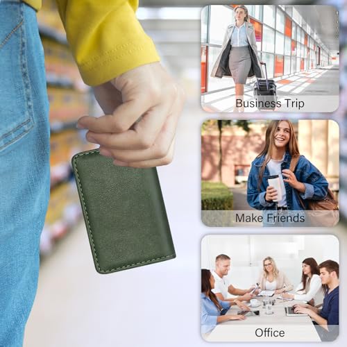 Business Credit Card Holders, Magnetic Sealing Anti Drop, PU Leather Debit Card Protector Organizer Case (Blackish Green) - color: Blackish Green