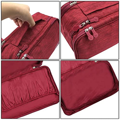 Portable Underwear Bra Storage Bag Waterproof Travel Organizers Multi-Layer Toiletry Packing Cube - color: wine red