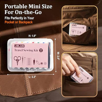 LIBLAIN Sewing Kit with Big Eye Steel Needles for Adults and Beginners, Needle and Thread Kit for Hand Sewing (78Pcs) - size: 78PCS Combo Sewing Kit