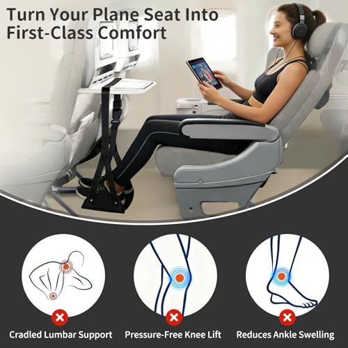 Airplane Foot Rest Hammock for Flight, Adjustable Foot Rest Under Desk, Portable Wide Foot Support for Long Trips & Office, Travel Essentials, Best Airplane Gadgets & Travel Gifts (1 PC) - size: 1 Pack