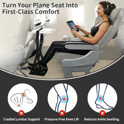 Airplane Foot Rest Hammock for Flight, Adjustable Foot Rest Under Desk, Portable Wide Foot Support for Long Trips & Office, Travel Essentials, Best Airplane Gadgets & Travel Gifts (1 PC) - size: 1 Pack