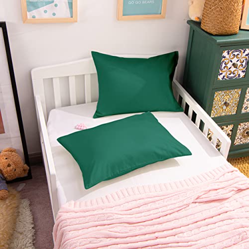NTBAY Egyptian Cotton Toddler Pillowcases - Set of 2 - Travel Pillow Cases - 500 Thread Count Cotton 13x18 Pillow Covers - Envelope Closure Nursery Pillowcases, 13x18 Inches, Dark Green - color: Dark Green