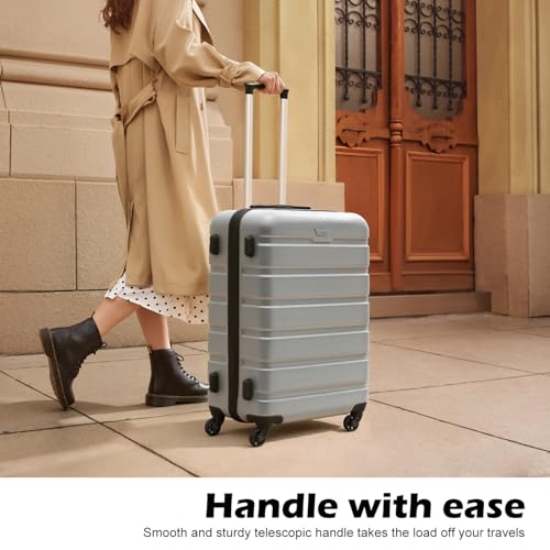 Coolife Luggage 3 Piece Set, Lightweight Durable Hardshell Suitcase set with 360° Spinner Wheels, TSA-approved Lock, Checked Family Travel Luggage sets, 20/24/28 Inch, Silver - color: Sliver, size: 20in24in28in