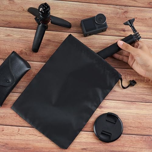 Drawstring Bag with Toggle - Nylon Cinch and Ditty Pouch - Six Pack (Black, 8 x 11 Inch, Set of 6) - color: Black, size: 8 x 11 Inch