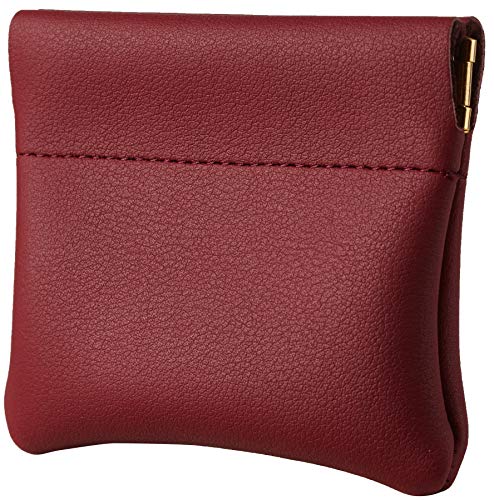 Travelambo Leather Squeeze Coin Purse Pouch Change Holder For Men & Women - color: Access Red Deep