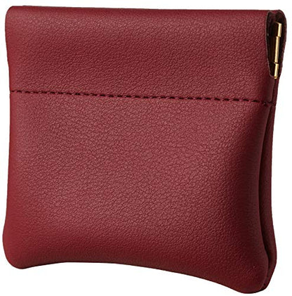 Travelambo Leather Squeeze Coin Purse Pouch Change Holder For Men & Women - color: Access Red Deep