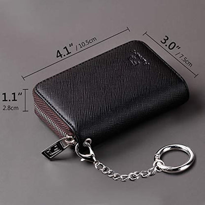 FurArt Zipper Wallet Women, RFID Blocking Credit Card Wallet, Business Card Holder, Compact Size KeyChain Wallet - color: Black