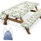 Picnic Table Cover with Bench Covers Elastic Edges, Botanical Bird Camper Fitted Table Cover, Outdoor Camping Essentials 72 Inch 3PCS, Waterproof Camping Fitted Tablecloth with Drawstring Bag - color: Botanical Bird, size: 72in