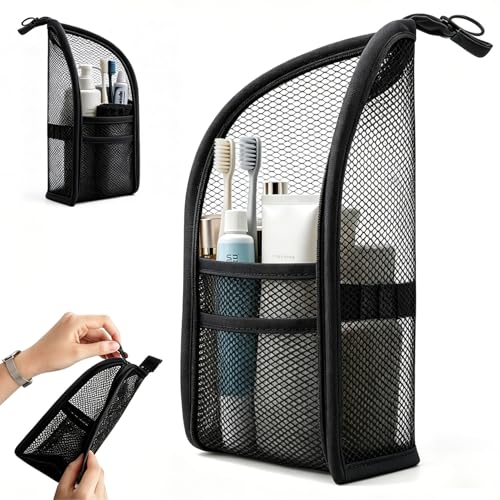 Standing Toiletry Bag, Portable Lightweight Travel Toiletry Bag (Black) - color: Black