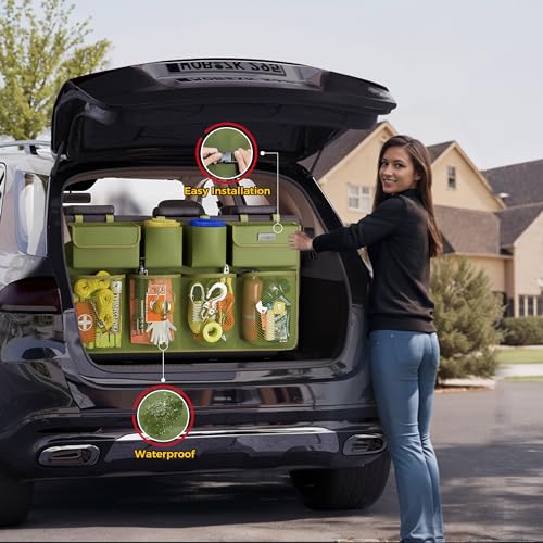 SURDOCA Car Trunk Organizer, LARGE CAPACITY Car Storage Bag with 8 Pockets, 7X Upgraded Trunk Storage Organizer for Car, SUV, Truck, MPV | for SUV - color: ArmyGreen, size: L-35.5x18.2in