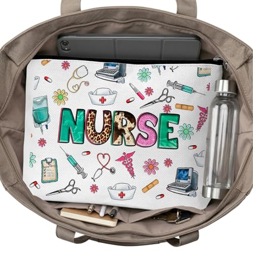 Nurse Graduation Gifts for Women, Nurse Medical Makeup Bag Appreciation Birthday Gifts for Nurses, Nursing Essentials Travel Cosmetic Pouch Bags with Zipper - B06 - style: Leopard Nurse