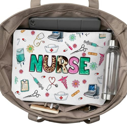 Nurse Graduation Gifts for Women, Nurse Medical Makeup Bag Appreciation Birthday Gifts for Nurses, Nursing Essentials Travel Cosmetic Pouch Bags with Zipper - B06 - style: Leopard Nurse