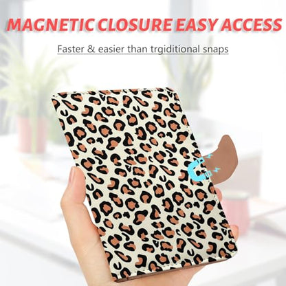 Passport Holder, Travel Wallet Cover with Pen Loop | Cute RFID Blocking Leather Case with Magnetic Closure for Travel Essentials-Leopard - color: J-Leopard