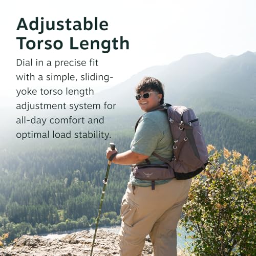 Osprey Sportlite 25L Lightweight Hiking Backpack for Men and Women - Everyday Hiking Bag - Travel Daypack, Extended Fit - color: Graphite Purple, style: 25l - Extended Fit