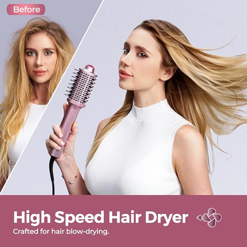 3 in 1 Ionic Hair Dryer Brush, Lightweight Blow Dryer Brush in One for Faster Dry and Style, Blowout Hot Air Brush, One Step Straightener Volumizer with Millions Negative Ions for Smooth